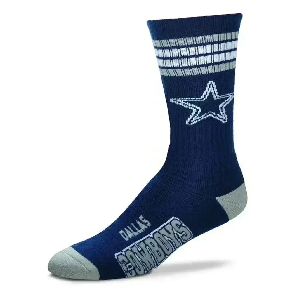 For Bare Feet Dallas Cowboys 4-Stripe Deuce Performance Crew Socks